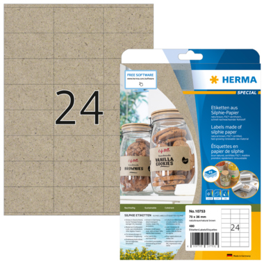 Etikett Herma 10753 70x36mm braun Silphie-Papier