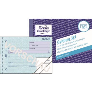 Quittung Avery Zweckform 333 A6 quer 