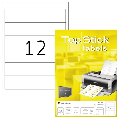 Etikett TopStick 8711 96,5x42,3mm weiß  1.200 St.