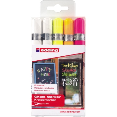 Window Marker Edding 4095 5er Etui sortiert, 2-3mm, Rundspitze