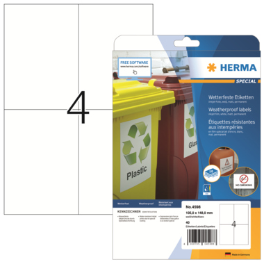 Etikett Herma 4598 105x148mm wetterfest Inkjet