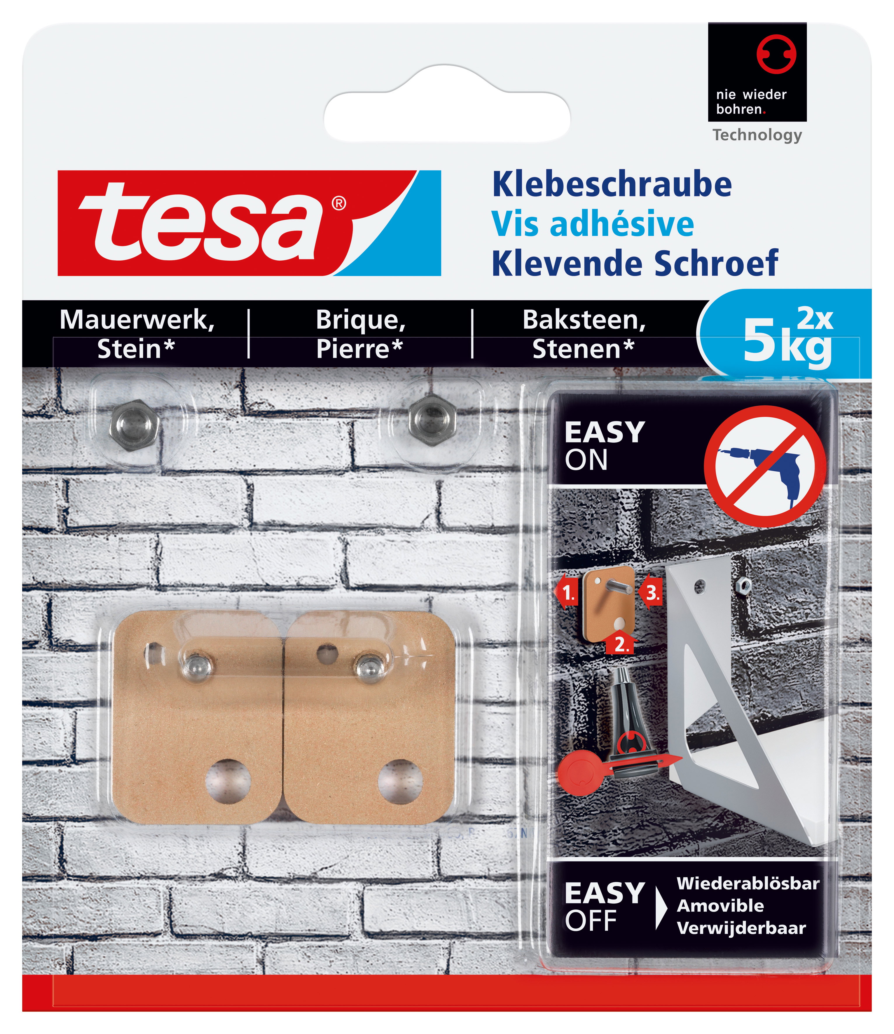 Klebeschrauben Tesa 77905 rechteckig Inhalt : 2 St, 2 Muttern