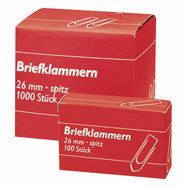 Büroklammer 26mm verzinkt 