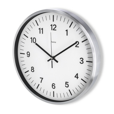 Funkwanduhr hama Shiny 35cm analog 00185855 silber Aluminium gebürstet