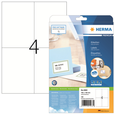 Etikett Herma 5063 105x148mm weiß Inkjet-, Laser- u. Kopier