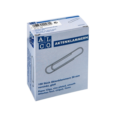 Aktenklammern ALCO 50mm glatt verzinkt 100 Stück