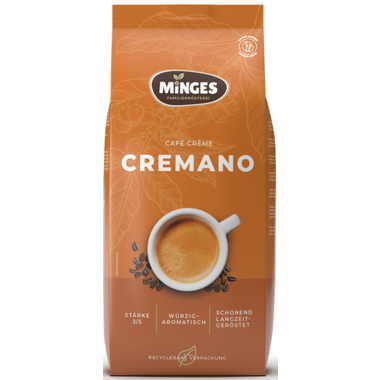 Kaffee Minges Cremano 1000g ganze Bohne gold