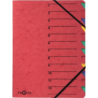 Ordnungsmappe Pagna 24131 A4 12F. rot 12 Fächer