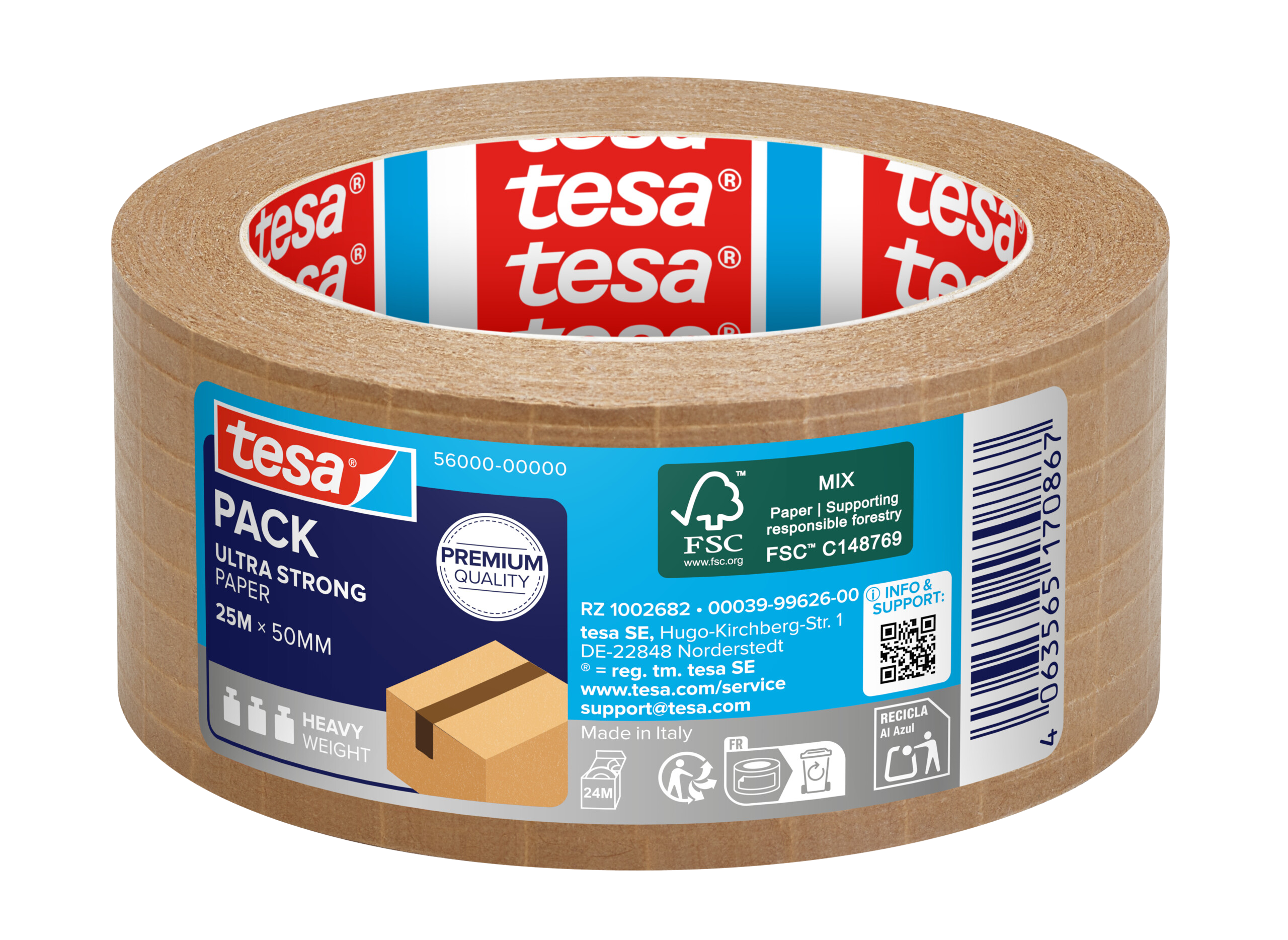 Packband Tesa 56000 25mx50mm braun Ultra Strong ecoLogo Papier