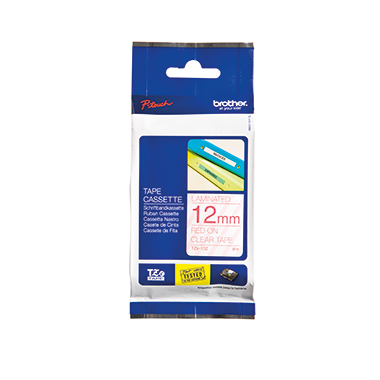 Schriftband Brother TZe-132 farblos/rot 12mm x 8m