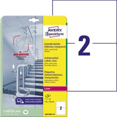 Etikett Zweckform L8012REV-10 210x148mm transp, Folienetikett antimikrobiell