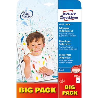 Inkjet Fotopapier Avery Zweckform 2573-60 A4 160g 2573 Glossy 60 Blatt