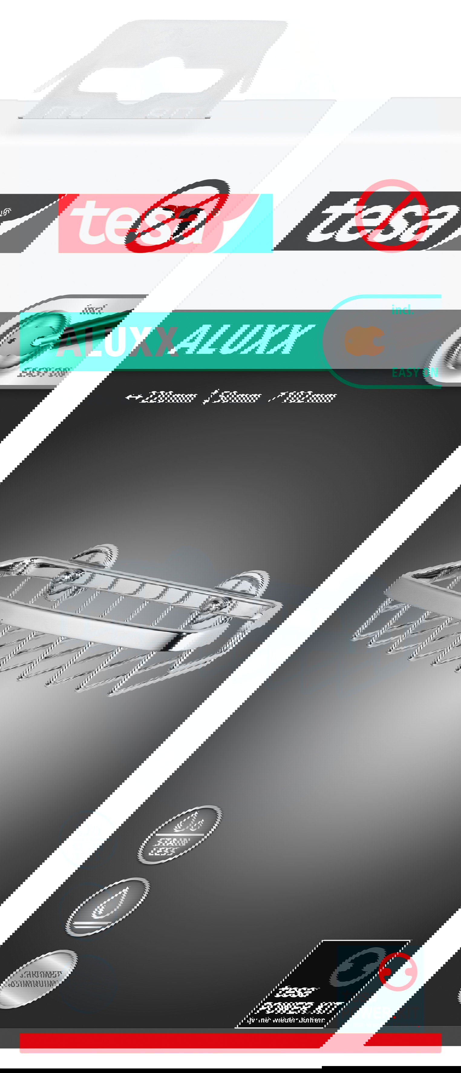 Ablagekorb Tesa Aluxx 40207 S silber Ilber, Mit Klebebefetigung, Viereckig