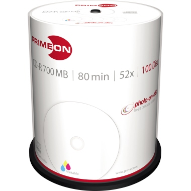 CD-R Primeon 700MB 80MIN 100er Sp. Ink Spindel Jet Printable