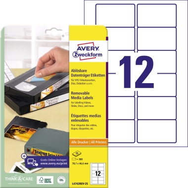 Etikett Avery Zweckform L4742REV-25 78,7x46,6mm weiß 300 St.