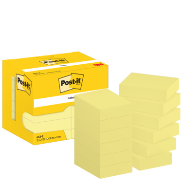 Haftnotiz Post-it® 653E 38x51mm gelb 100 Bl./Block 12 Stück