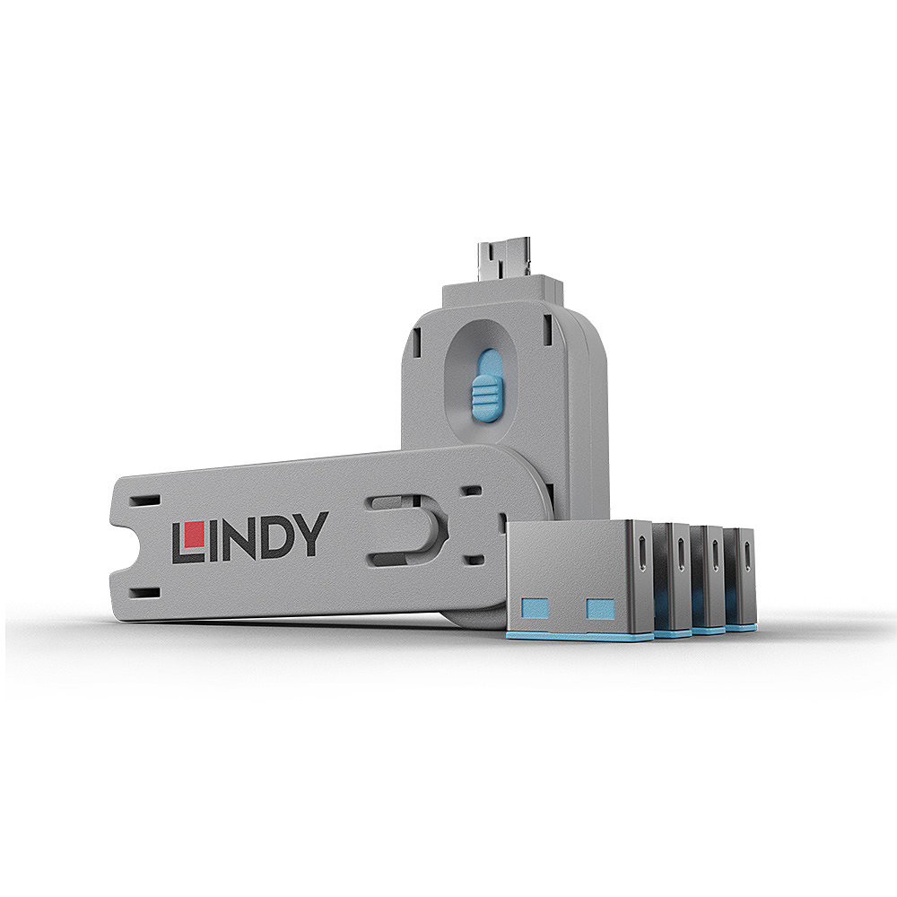 Blocker Lindy 40452 USB A  Schloss 4 Stück Blau + Schlüssel