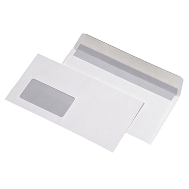 Briefumschlag DL mF HK 100 g weiss Din Lan (110x220mm), Mit Fenster, Haftkl