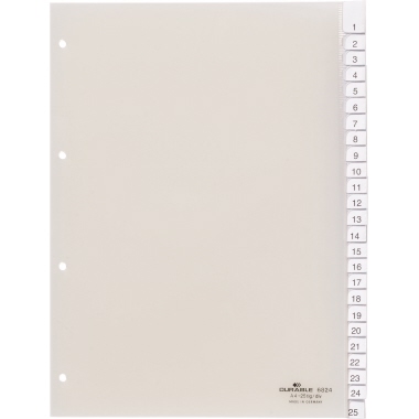 Register Durable 6824 A4 blanko 25tlg.tr Kunststoff, Transparent, Volle Höhe