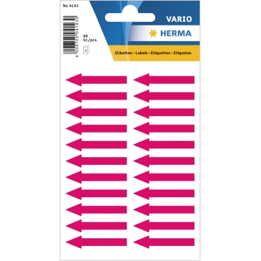 Etikett Herma 4143 38x7mm leuchtr. Pfeil Leuchtrot , Wetterfeste Folie