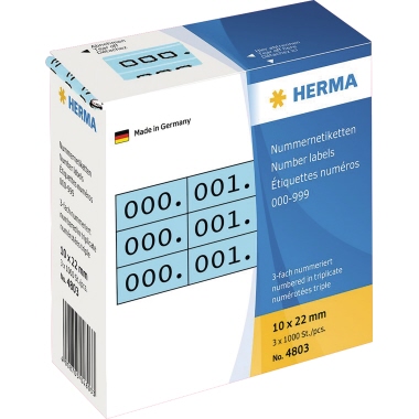 Dreifachnummern Herma 4803 blau Zahlen Von 0-999 Dreifachnummern Herma 4803 blau Zahlen Von 0-999