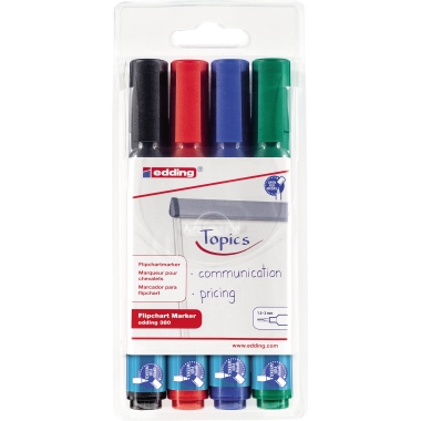 Flipchartmarker Edding 380 4er Etui 1,5-3mm, Rundspitze