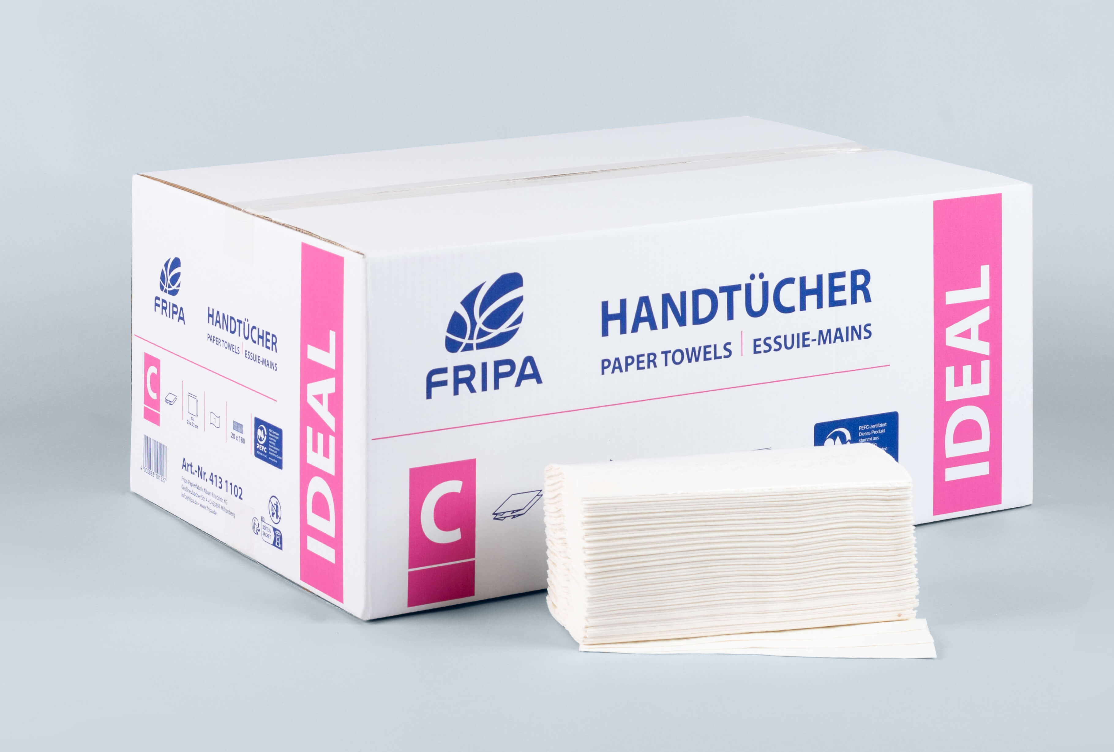 Papierhandt. 1lag. 25x33cm weiß C-Falz