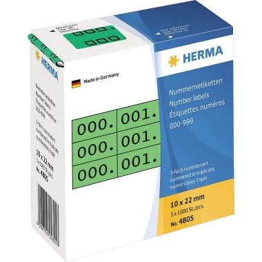 Dreifachnummern Herma 4805 grün Zahlen Von 0-999 Dreifachnummern Herma 4805 grün Zahlen Von 0-999