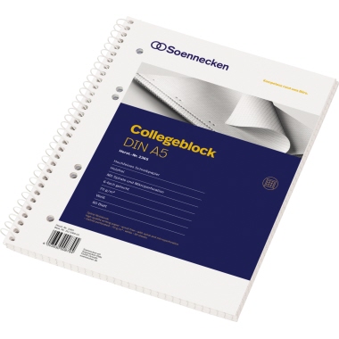 Collegeblock Soennecken 2365 A5 kariert 80 Blatt, gelocht