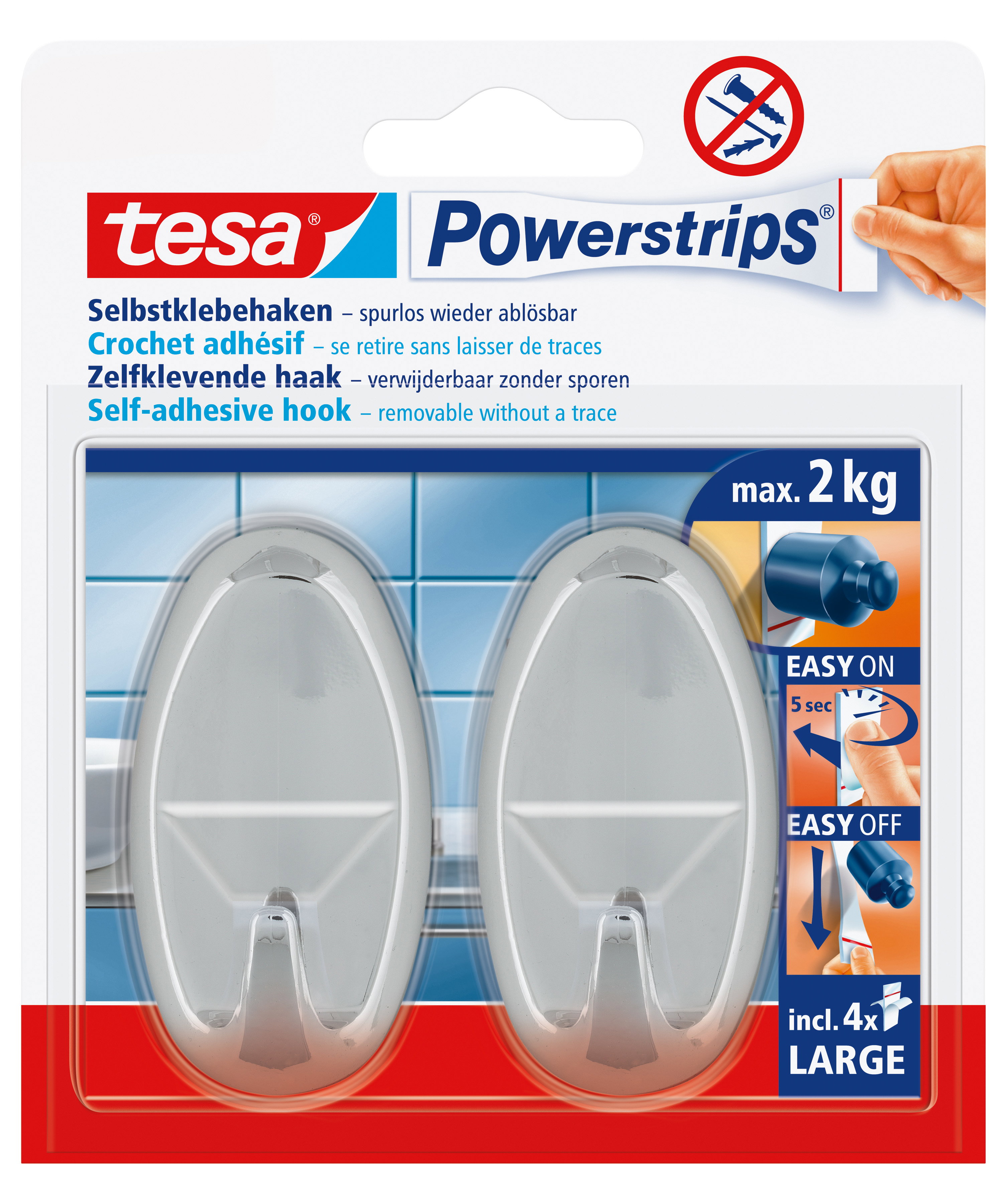 Powerstrips Tesa 58050 Large Oval chrom 