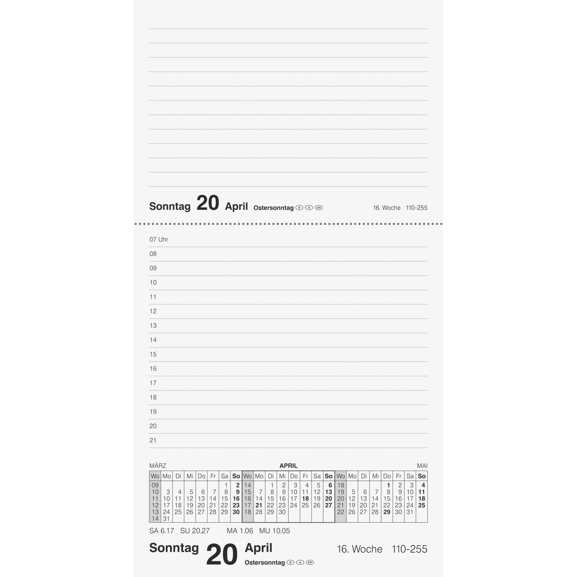 Tischkalender Merker 35003 1S/1T dunkelblau, Ledereinband, 7-21 Uhr, 368
