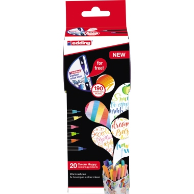 Colour Edding Happy Basic Box 20+1 20x E-1340 Pinselstifte, 1x Pinselstift-