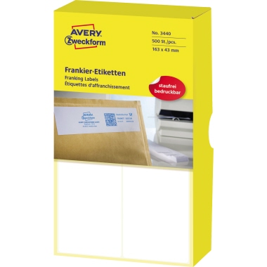 Etikett Avery Zweckform 3440 163x43mm weiß Frankier 500 St.