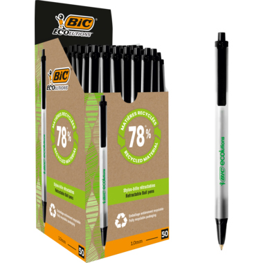 Kugelschreiber BIC Ecolution Clic schw 62% Recycelt, Strichstärke 0,4mm
