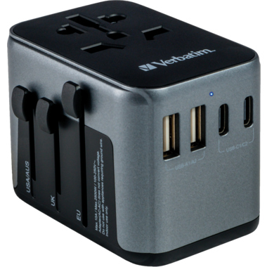 Adapter Verbatim 49545 2x USB Typ-A Universal Travel, 100-250v, schwarz