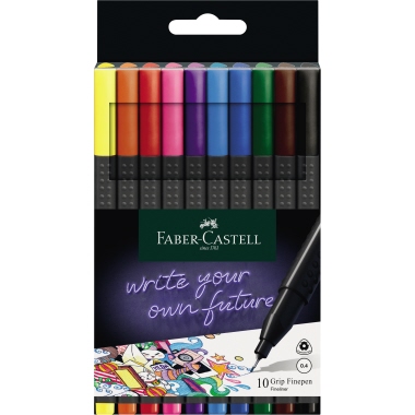 Fineliner Castell 1516 10er Etui sort. 0,4mm Strichstärke