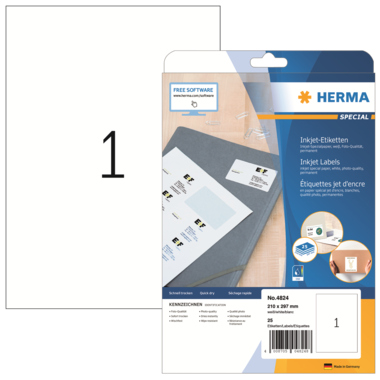 Etikett Herma 4824 210x297mm Inkjet, permanent Etikett Herma 4824 210x297mm Inkjet, permanent
