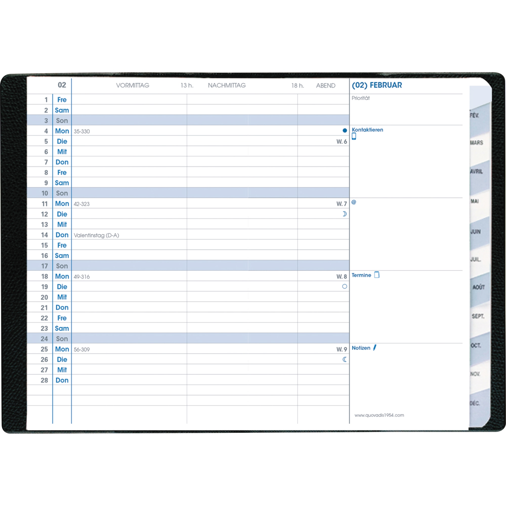 Taschenkalender Quo Vadis 19503322MQ schwarz