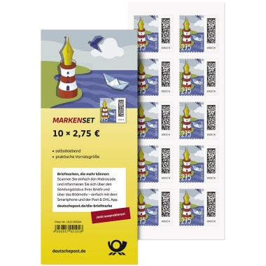 Briefmarke 2,75 EUR Leuchtfederst.10er Markenset zzgl. 1,99 Eur Bearbeitungsp.