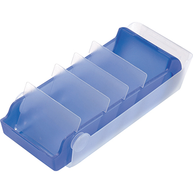 Karteibox Helit H6901130 BeeBox A7 quer Blau-transluzent, Mit 4 Trennstegen
