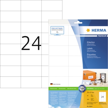 Etikett Herma 8644 70x37mm weiß Papier, Matt, Inkjet-, Laser- U. Kopier