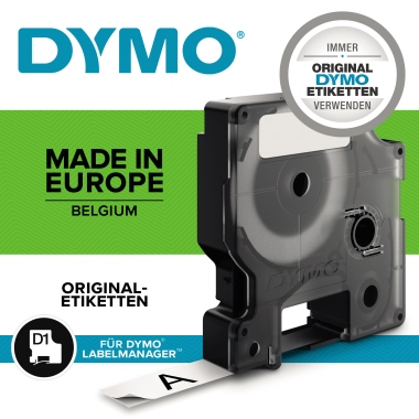 Schriftband Dymo 45013 weiß/schwarz Breite 12mm, Länge 7m