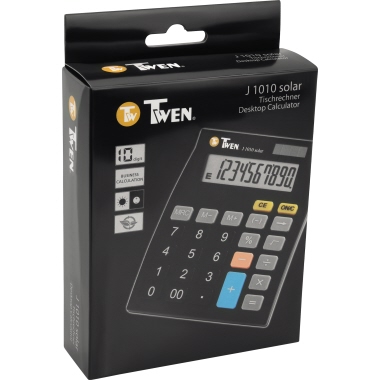 Tischrechner TWEN J1010 schwarz 10 stellig, Solar