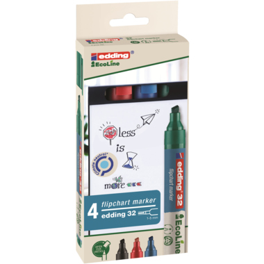 Flipchartmarker Edding 32 EcoLine 4er Etui Sortiert In Farbe Rot, Blau, Grün S