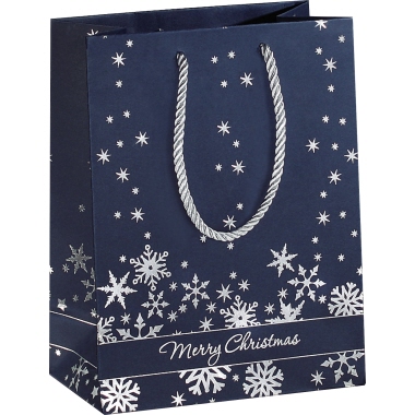 Geschenktasche Sigel GT111 Silver Snow. Snowflakes Mit Silberprägung, Small, 175