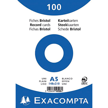 Karteikarten Exacompta 10508E A5 weiß Blanko