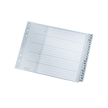 Register Leitz 1262 A4 hH A-Z 20tlg grau . Kunststoff, Halbe Höhe, Überbreite