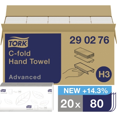 Papierhandtücher Tork 25x50cm 2lag weiß C-falz, 290276