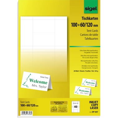 Tischkarte Sigel DP047 100x60mm 185g we Iß
