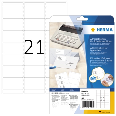 Etikett Herma 4431 67x38mm weiß Adress